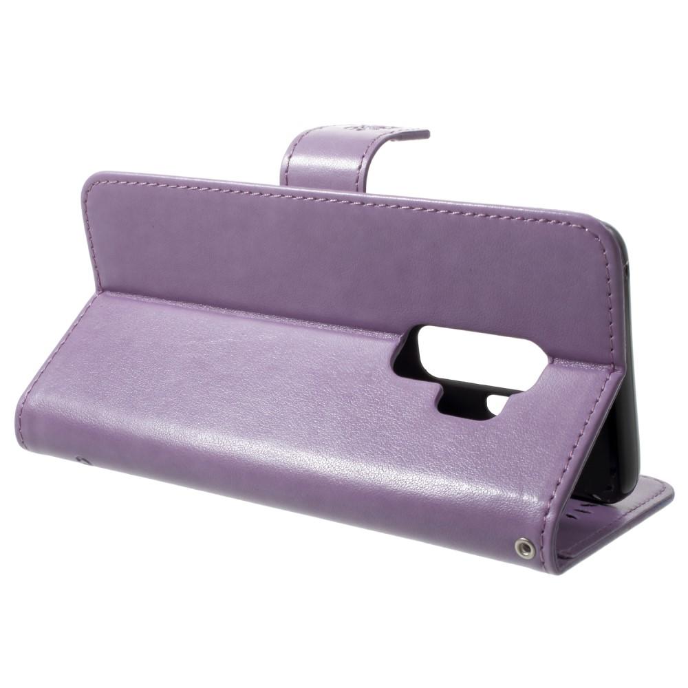 Étui en cuir à papillons pour Samsung Galaxy S9 Plus, Violet