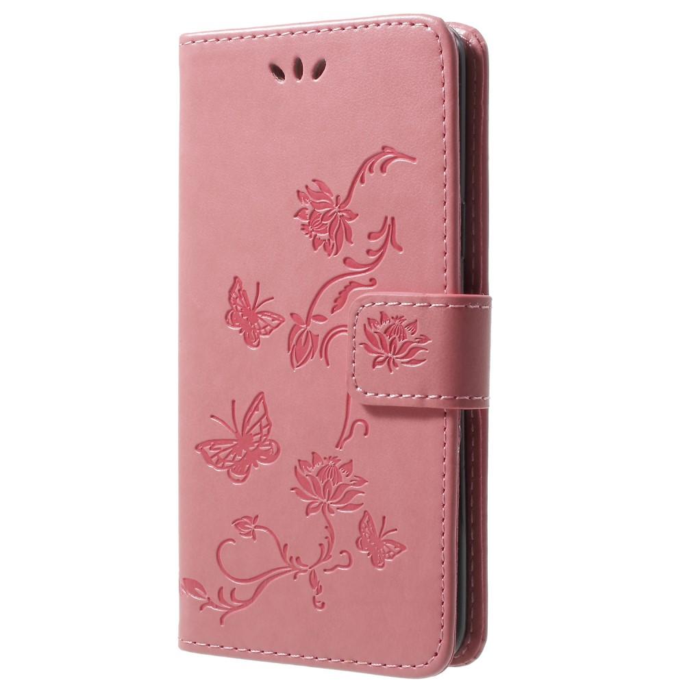 Étui en cuir à papillons pour Samsung Galaxy S9, Rose