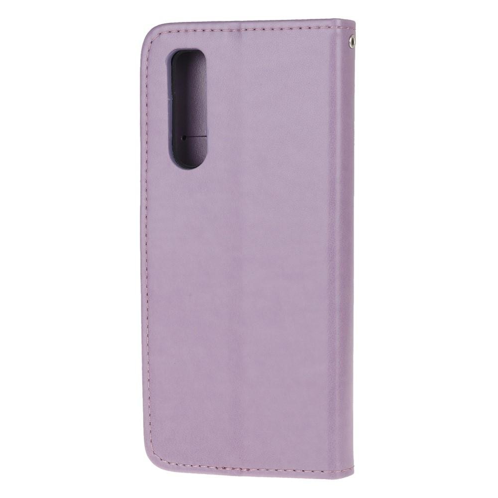 Étui en cuir à papillons pour Sony Xperia 5, Violet