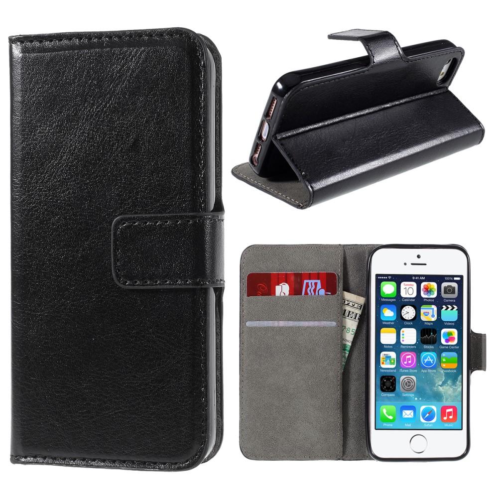 Portefeuille en cuir iPhone 5/5S/SE Noir