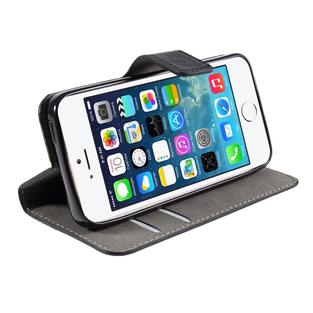 Portefeuille en cuir iPhone 5/5S/SE Noir