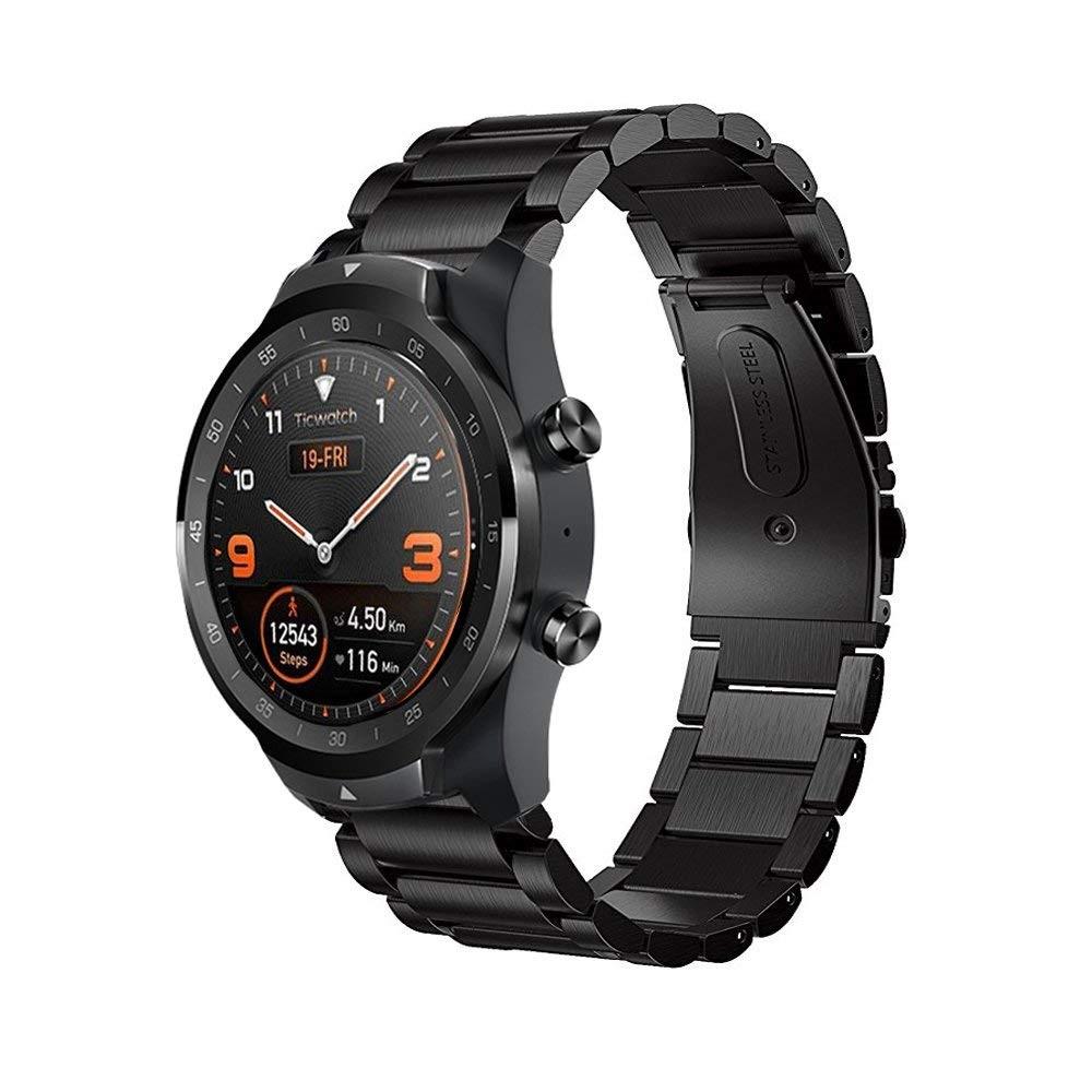 Bracelet en métal Mobvoi Ticwatch Pro/Ticwatch S2/Ticwatch E2, Noir