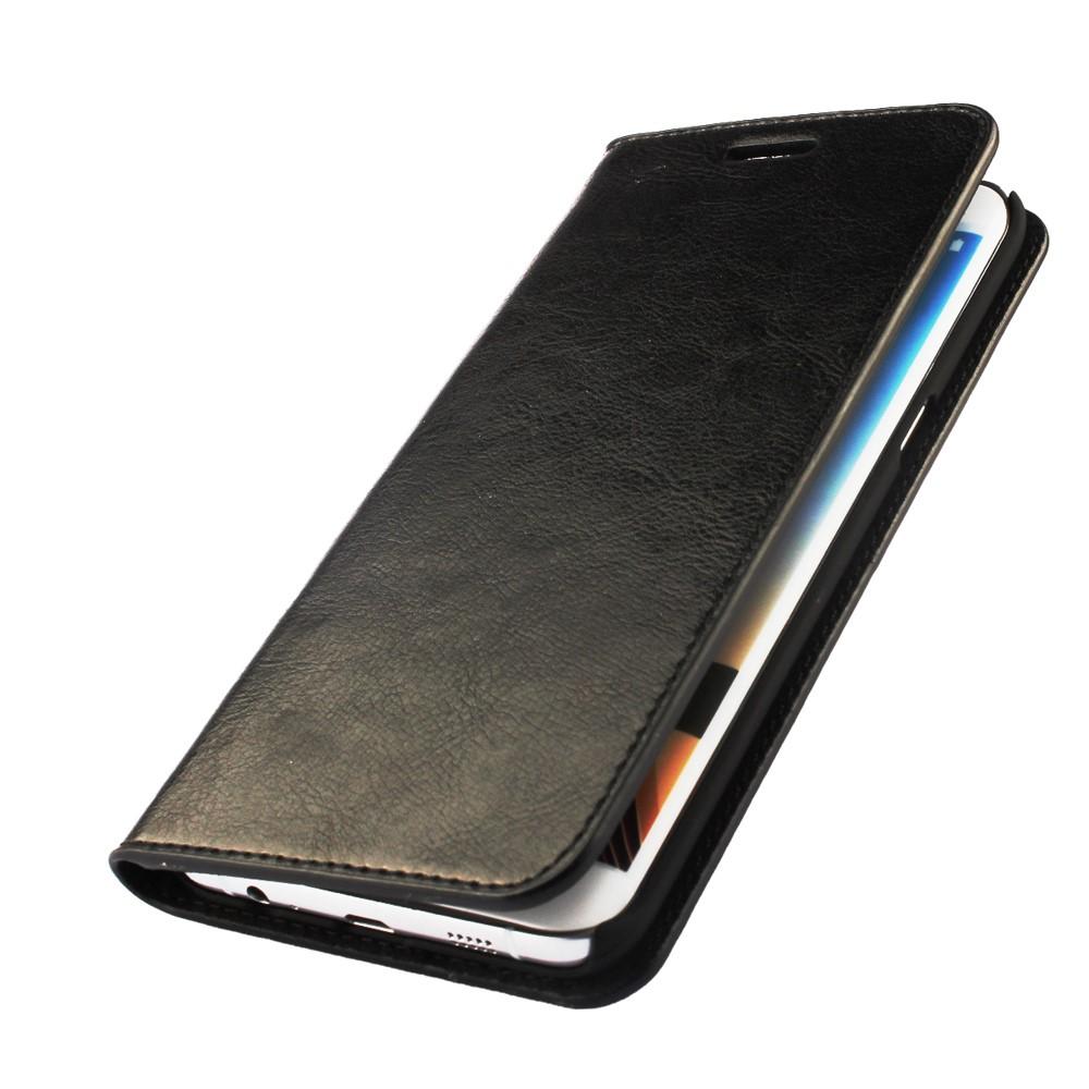 Coque portefeuille en cuir Veritable Samsung Galaxy S6 Edge Plus Noir