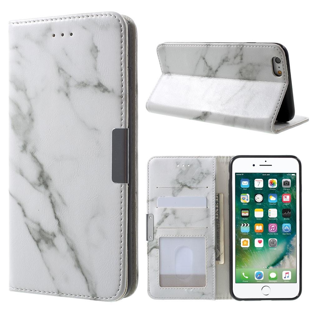 Coque portefeuille iPhone 6/6S Marbre blanc