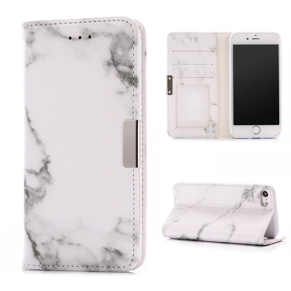 Coque portefeuille iPhone 8 Marbre blanc