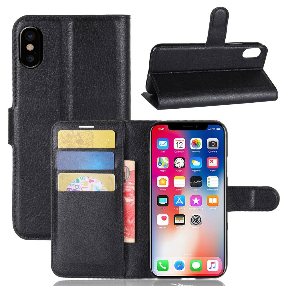Coque portefeuille iPhone X/XS, Noir