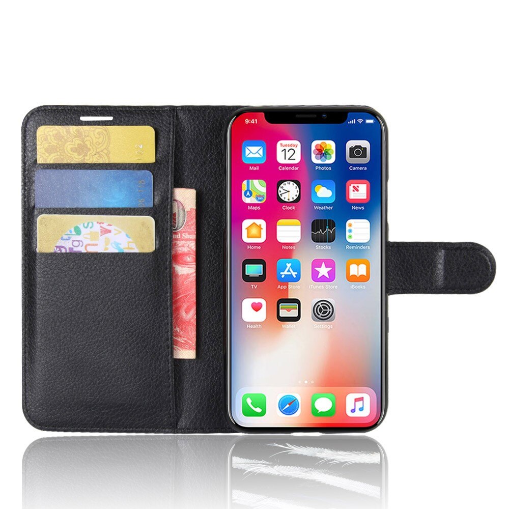Coque portefeuille iPhone X/XS, Noir