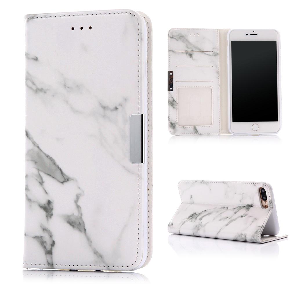 Coque portefeuille iPhone 7 Plus/8 Plus Marbre blanc