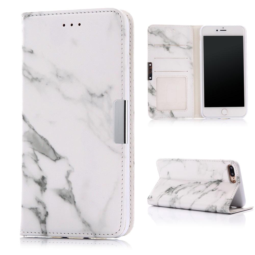 Coque portefeuille iPhone 7 Plus/8 Plus Marbre blanc