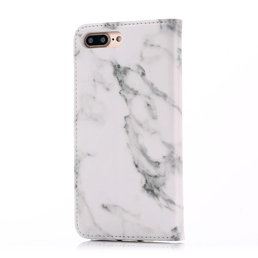 Coque portefeuille iPhone 7 Plus/8 Plus Marbre blanc