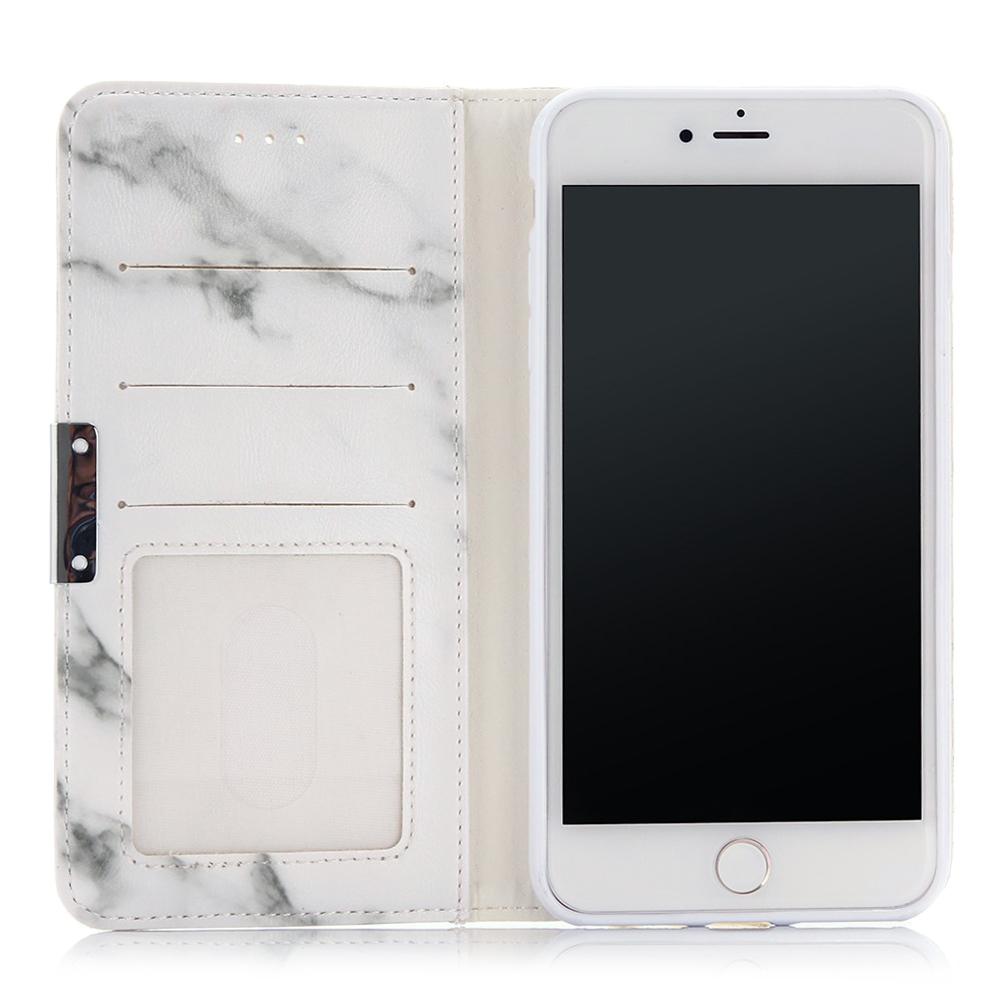 Coque portefeuille iPhone 7 Plus/8 Plus Marbre blanc