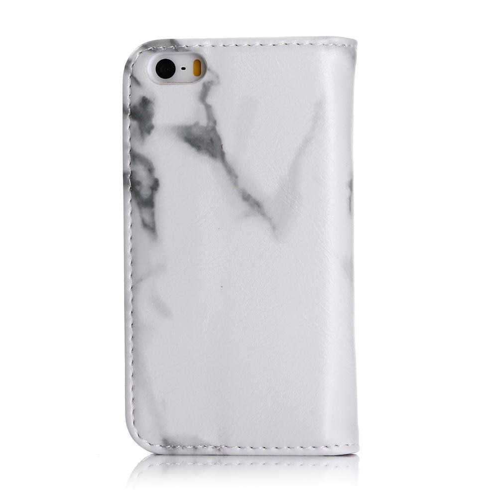 Coque portefeuille iPhone 5/5S/SE Marbre blanc