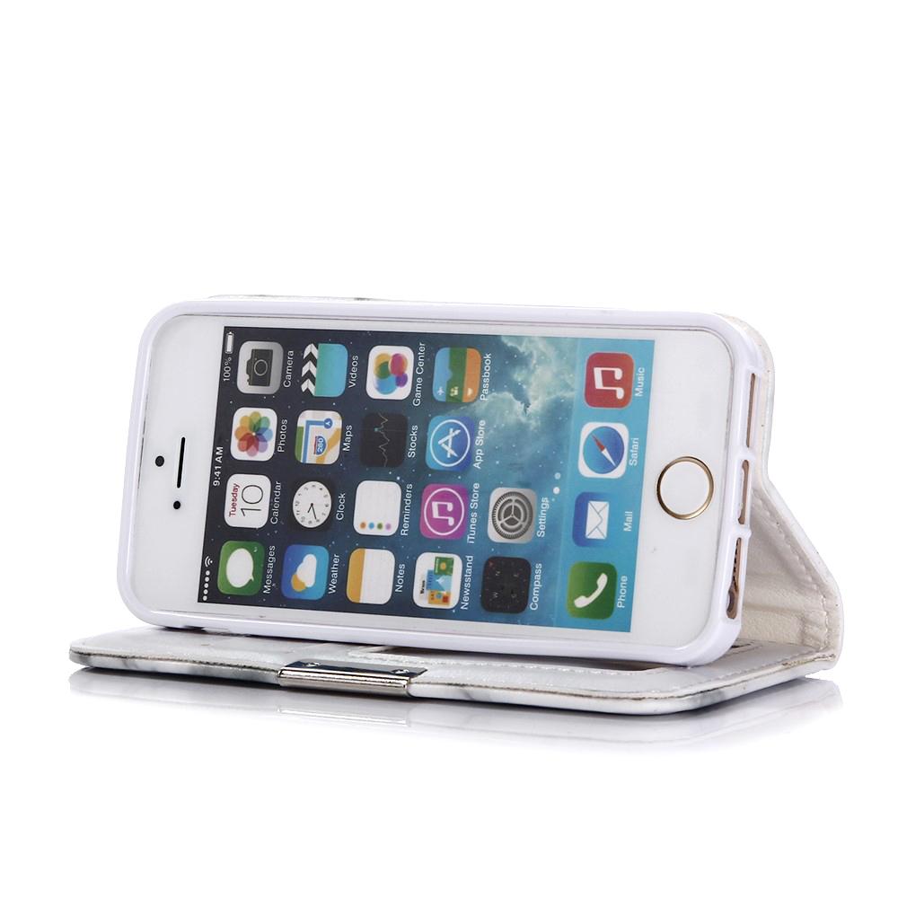 Coque portefeuille iPhone 5/5S/SE Marbre blanc