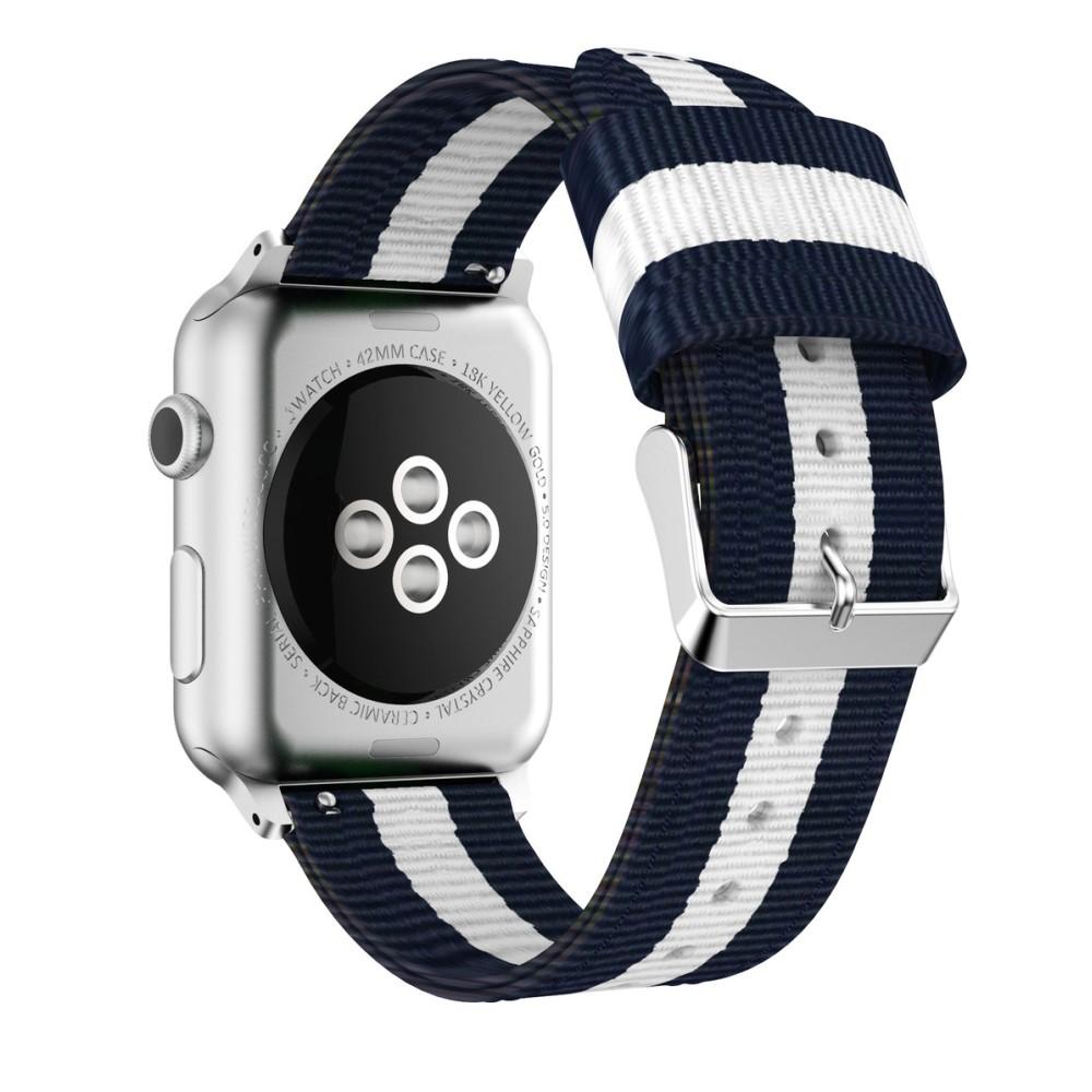 Bracelet en nylon Apple Watch 45mm Series 7, bleu/blanc