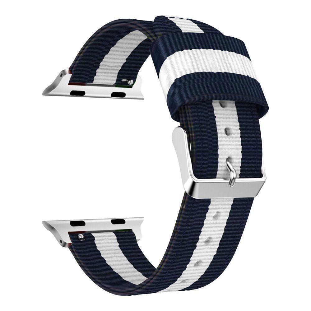 Bracelet en nylon Apple Watch 44mm, bleu/blanc