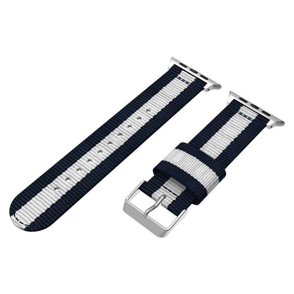Bracelet en nylon Apple Watch 45mm Series 7, bleu/blanc