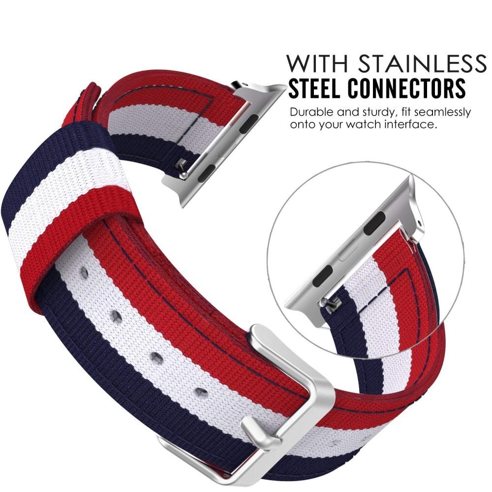 Bracelet en nylon Apple Watch SE 40mm, bleu/blanc/rouge