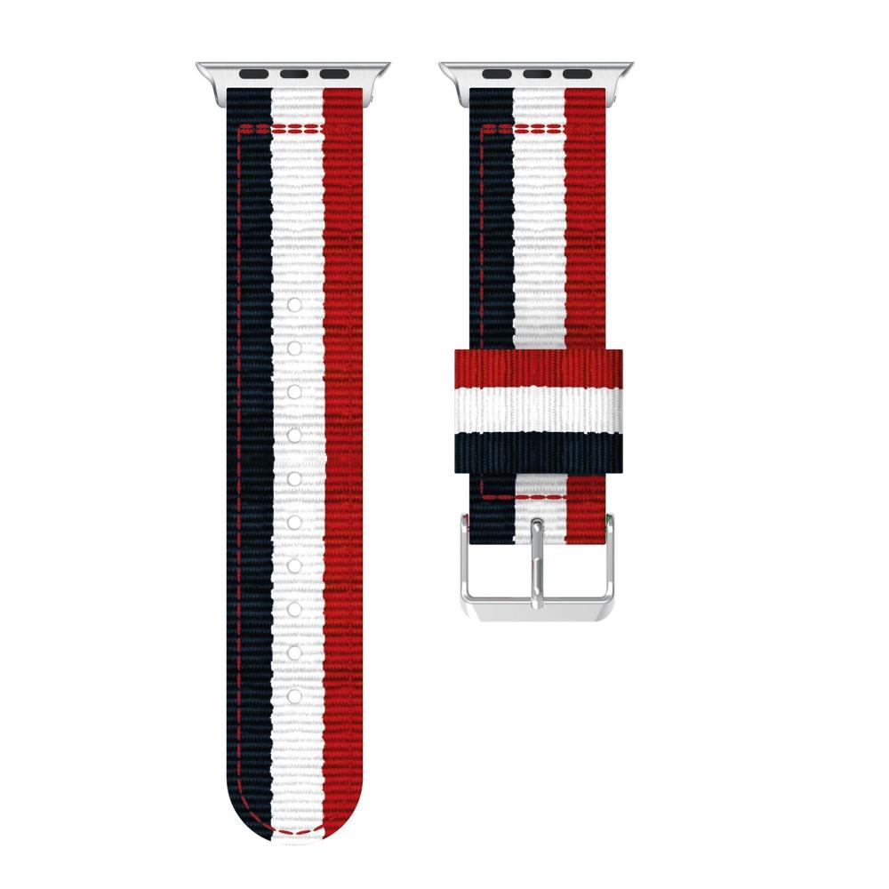 Bracelet en nylon Apple Watch 45mm Series 9, bleu/blanc/rouge