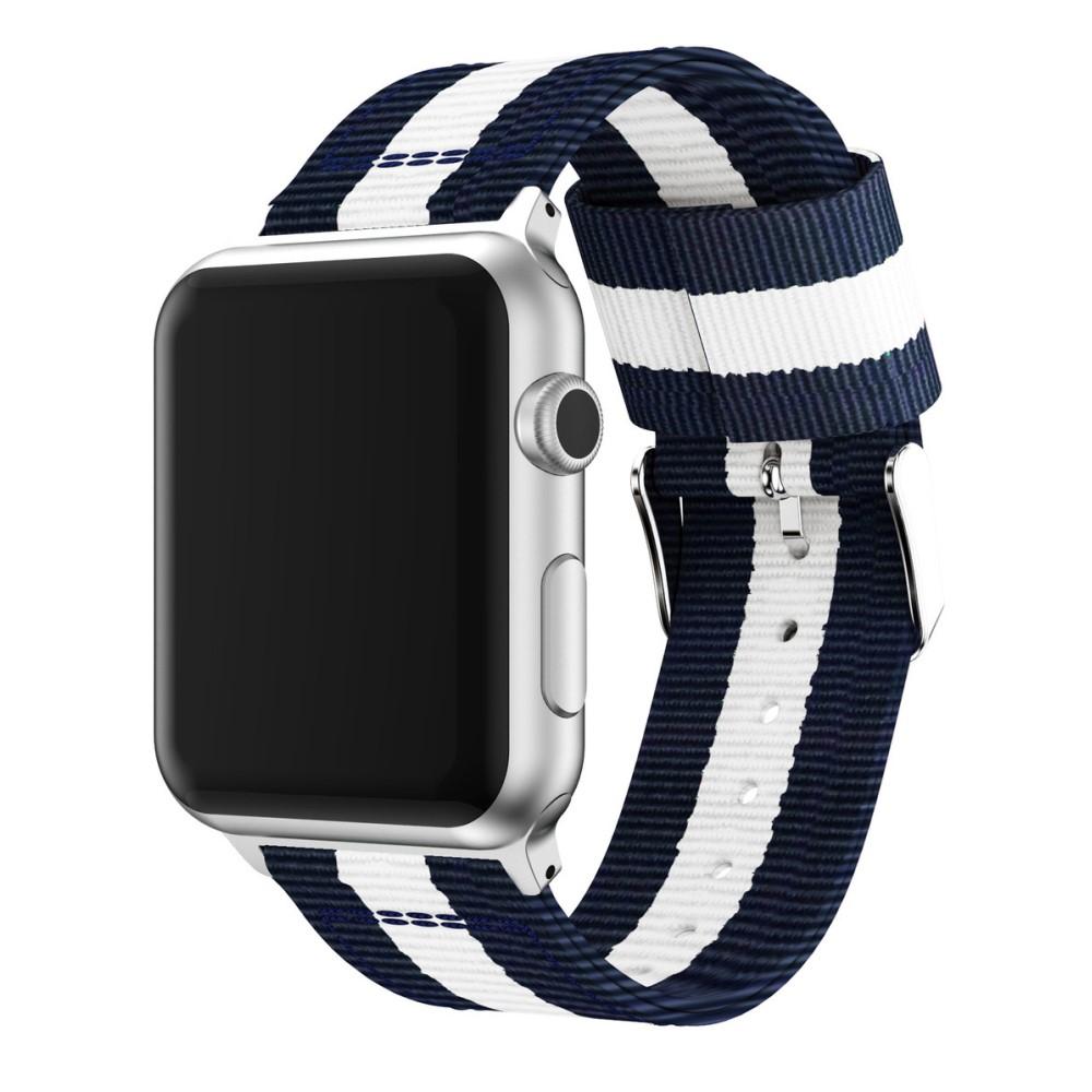 Bracelet en nylon Apple Watch 45mm Series 8 bleu/blanc