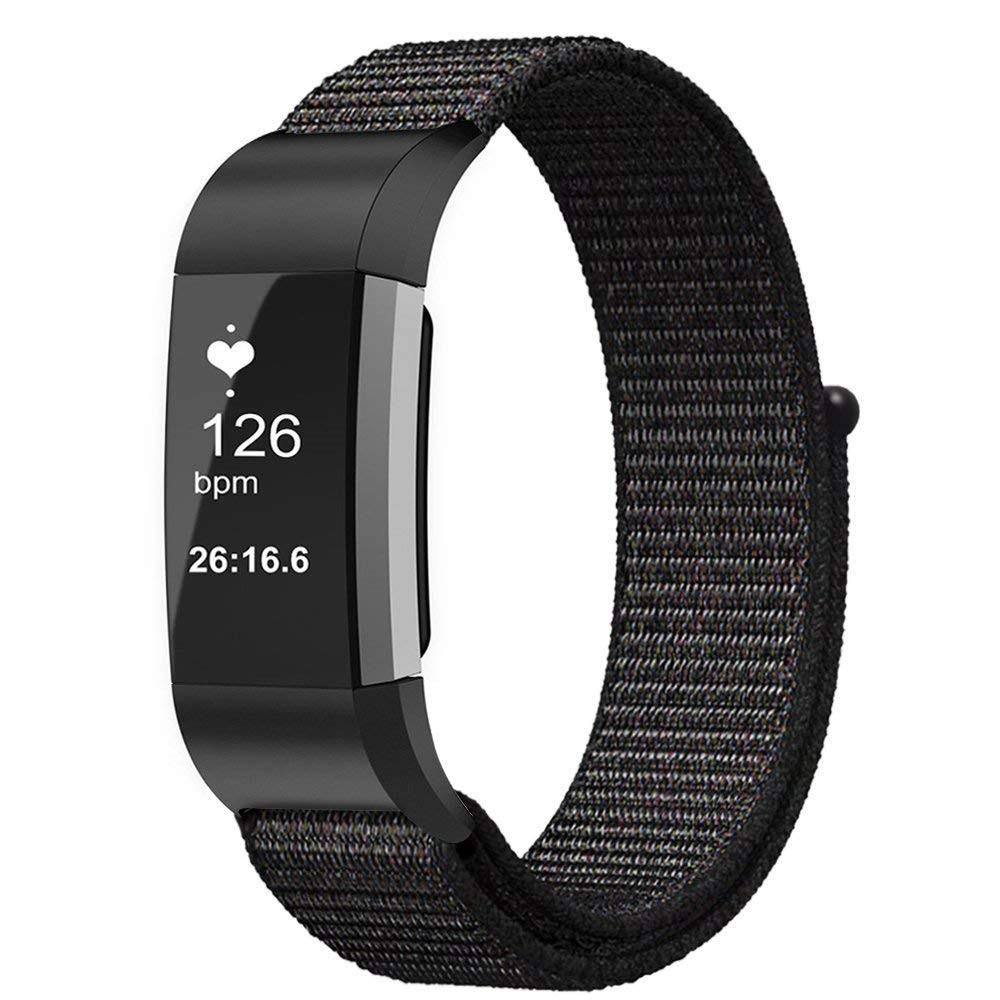 Bracelet en nylon Fitbit Charge 3/Charge 4, Noir