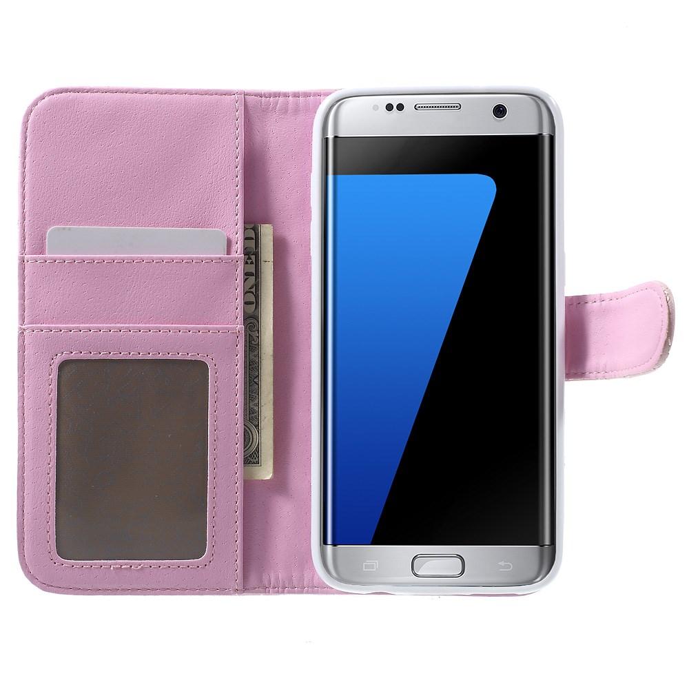 Étui portefeuille Samsung Galaxy S7 Edge Matelassé Rose