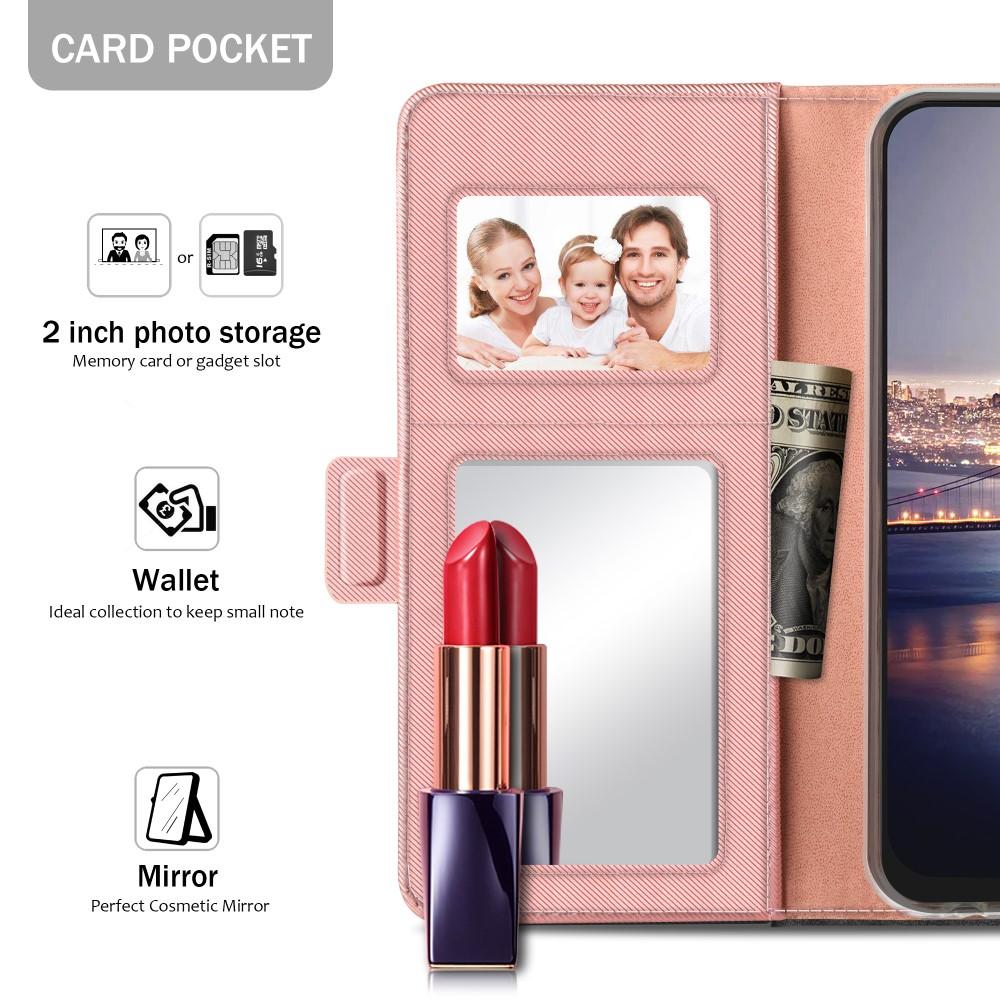 Étui portefeuille Miroir iPhone X/XS rose doré
