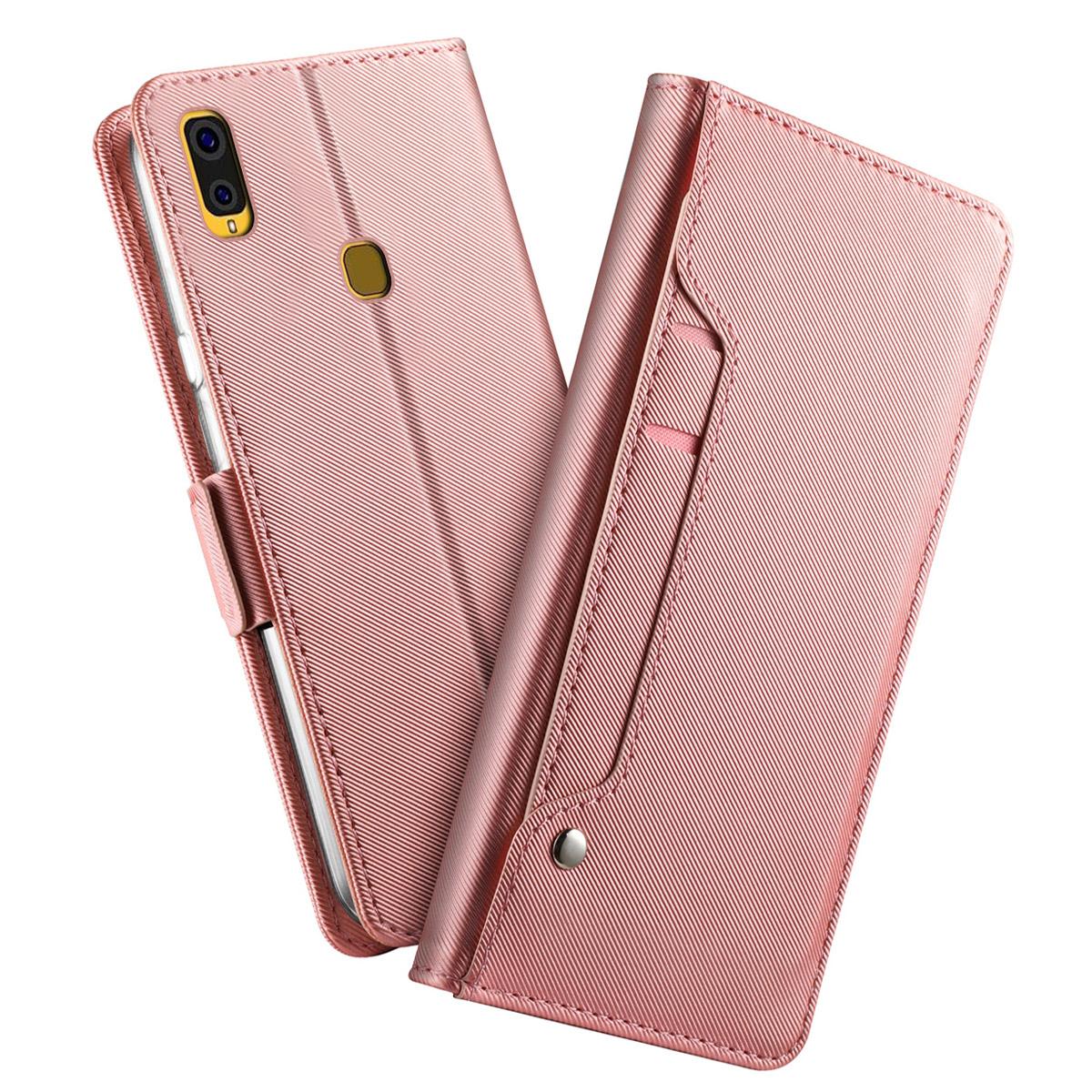 Étui portefeuille Miroir Samsung Galaxy A40 rose doré