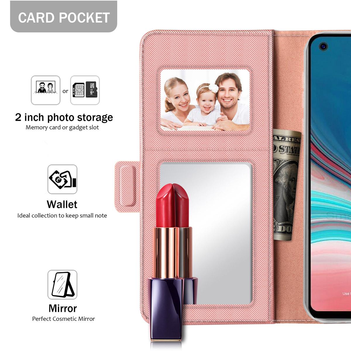 Étui portefeuille Miroir Samsung Galaxy A40 rose doré