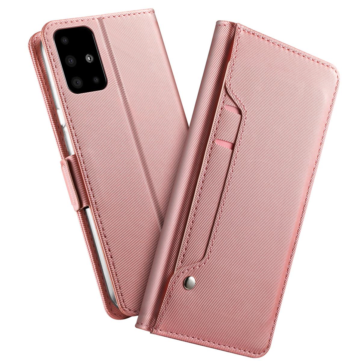 Étui portefeuille Miroir Samsung Galaxy A51 rose doré