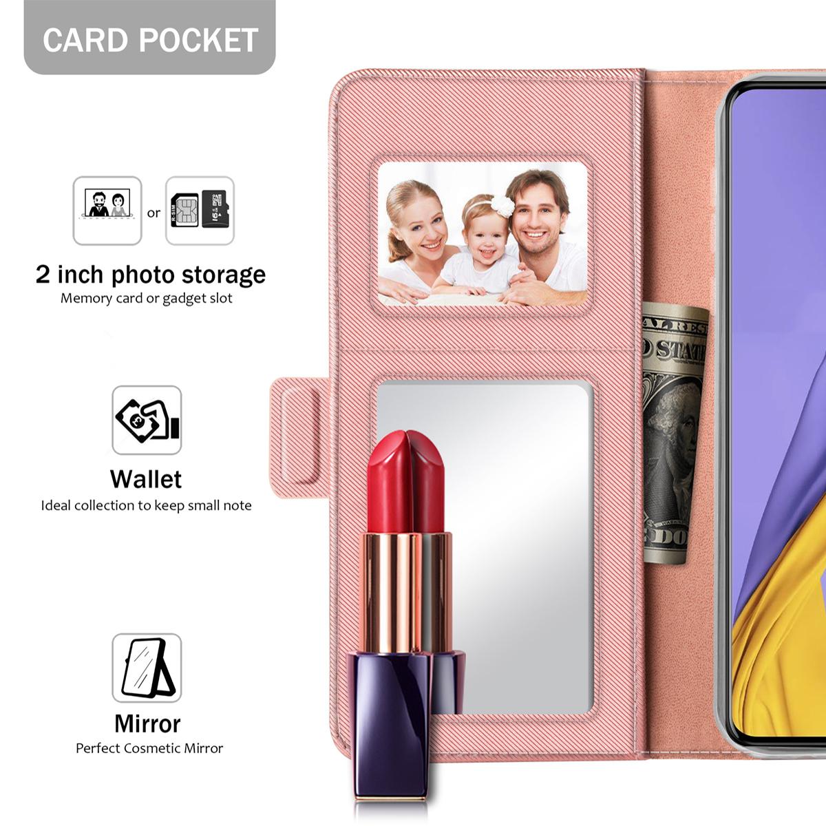 Étui portefeuille Miroir Samsung Galaxy A51 rose doré