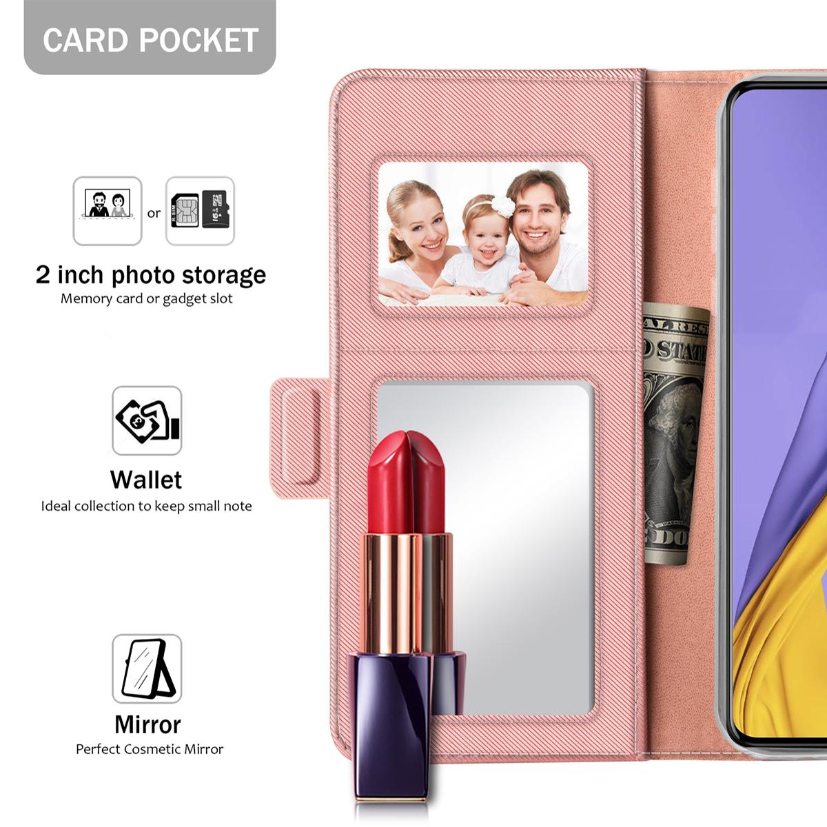 Étui portefeuille Miroir Samsung Galaxy A71 rose doré