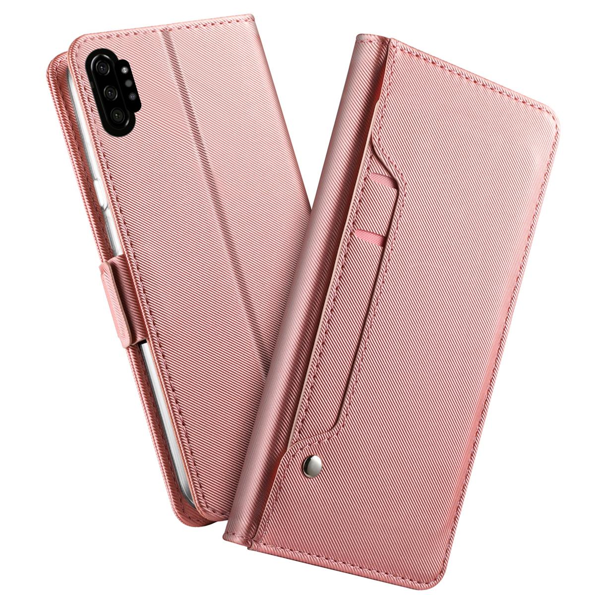 Étui portefeuille Miroir Samsung Galaxy Note 10 Plus rose doré