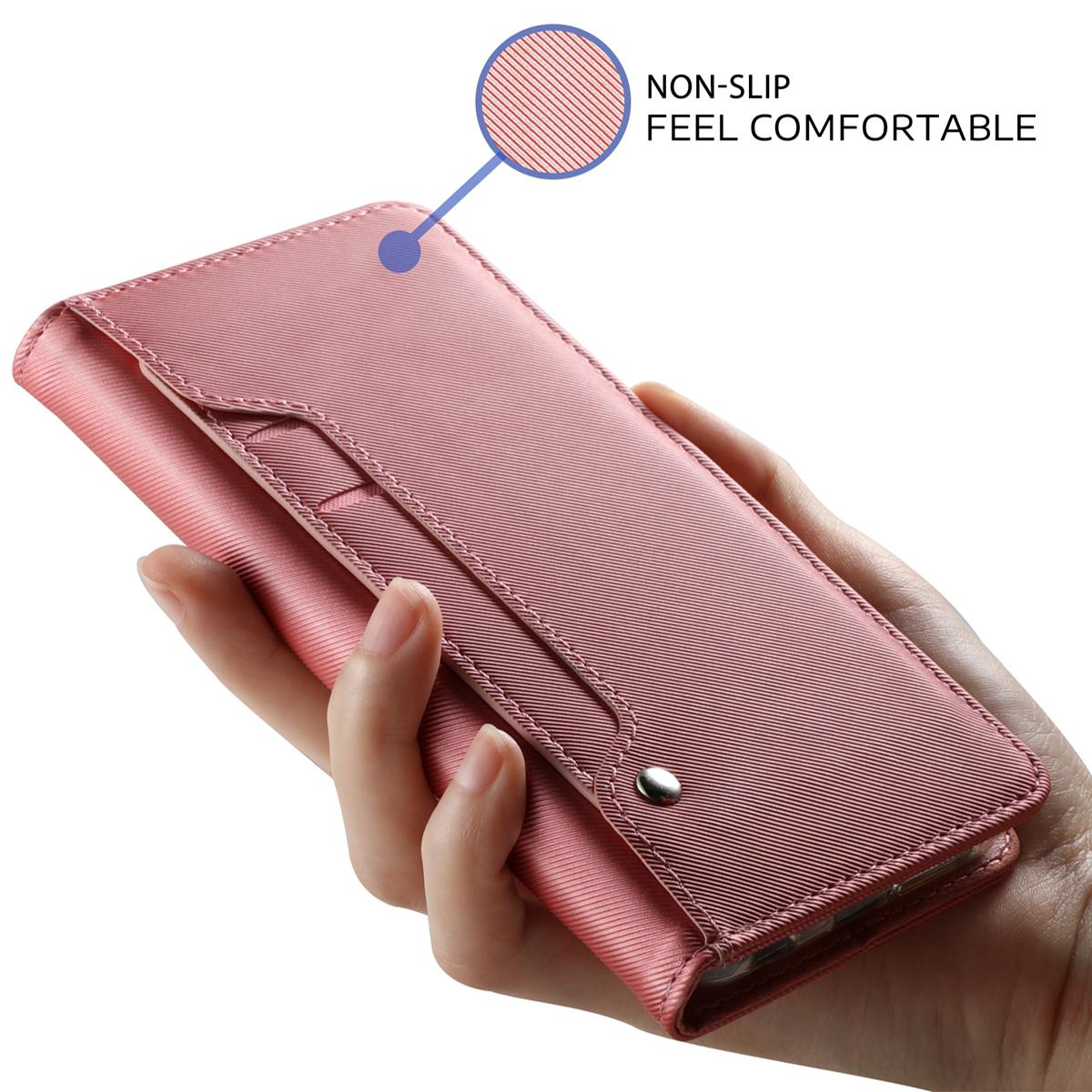 Étui portefeuille Miroir Samsung Galaxy Note 10 Plus rose doré