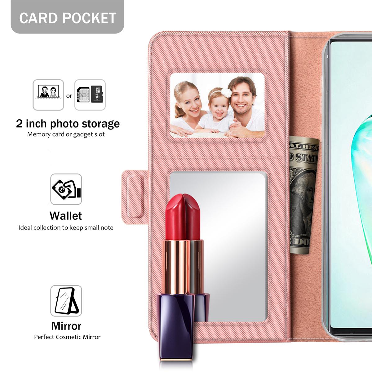 Étui portefeuille Miroir Samsung Galaxy S20 Plus rose doré
