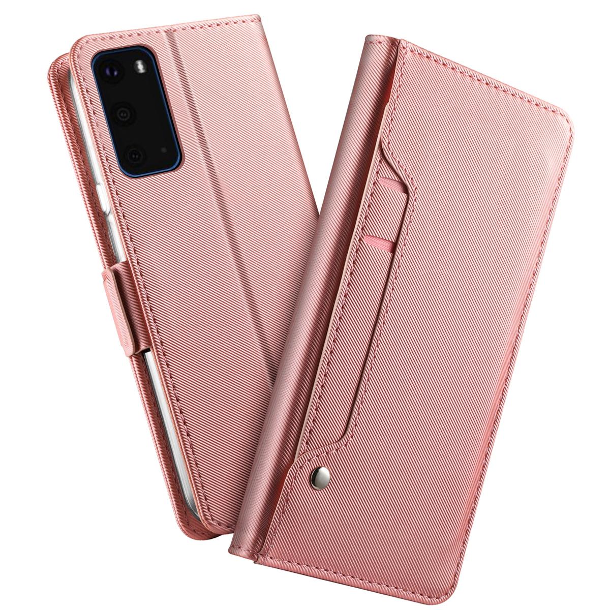 Étui portefeuille Miroir Samsung Galaxy S20 rose doré