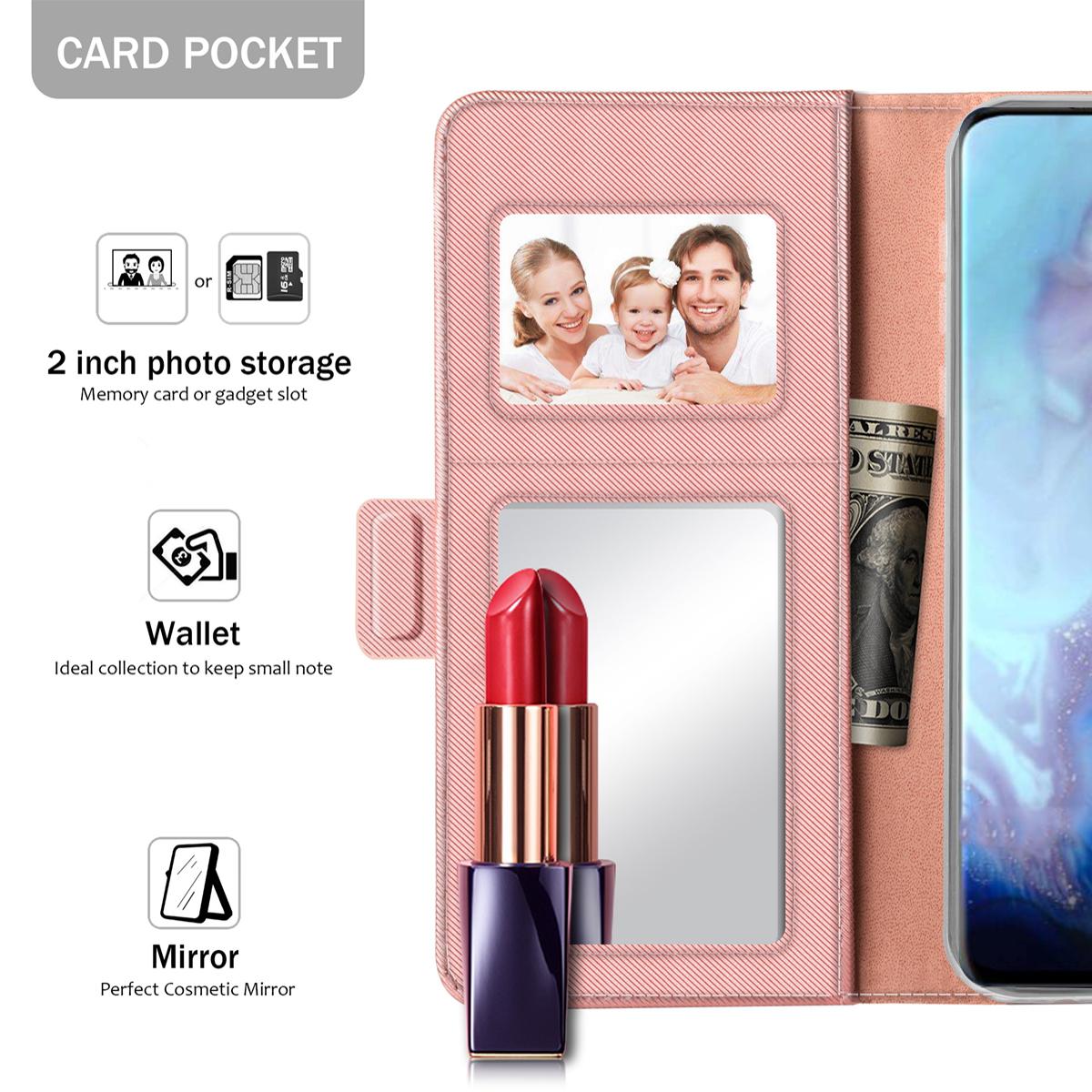 Étui portefeuille Miroir Samsung Galaxy S20 rose doré