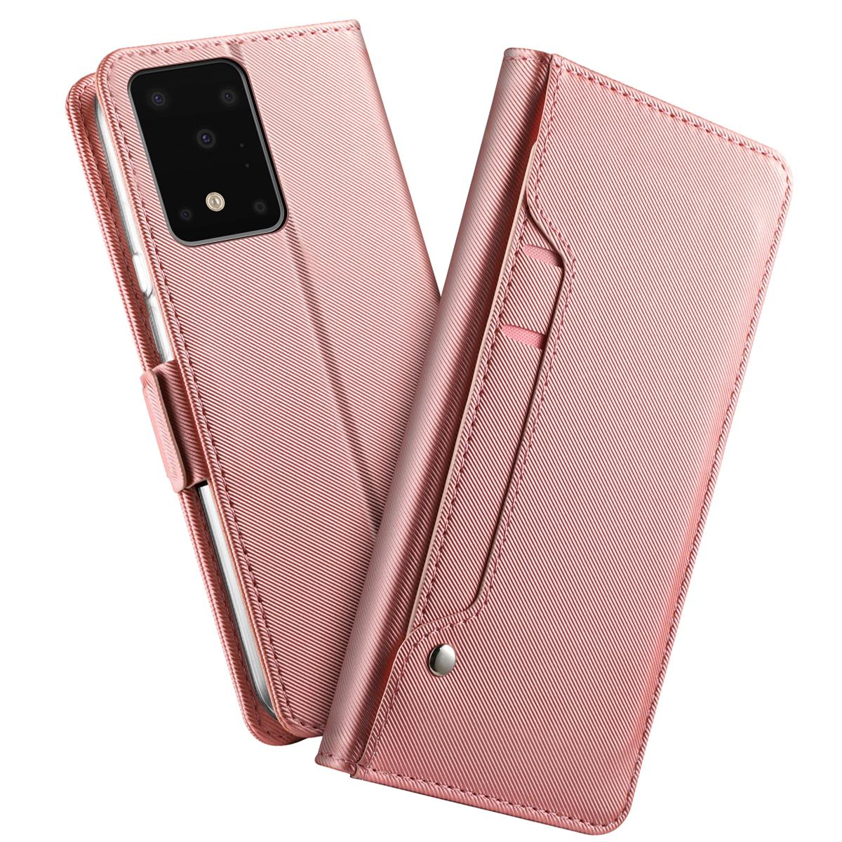 Étui portefeuille Miroir Samsung Galaxy S20 Ultra rose doré