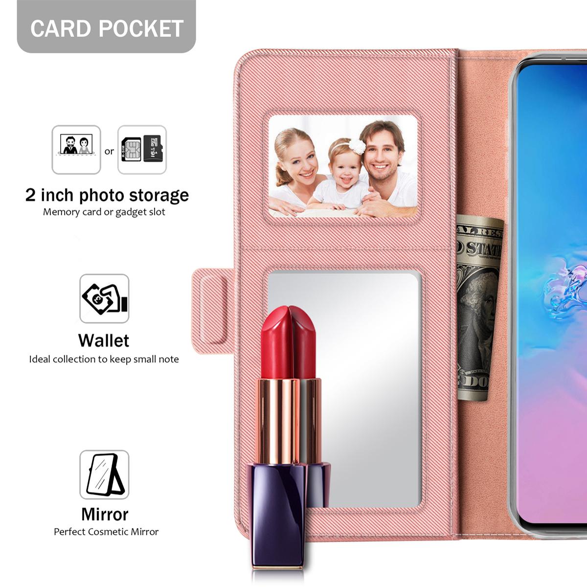 Étui portefeuille Miroir Samsung Galaxy S20 Ultra rose doré