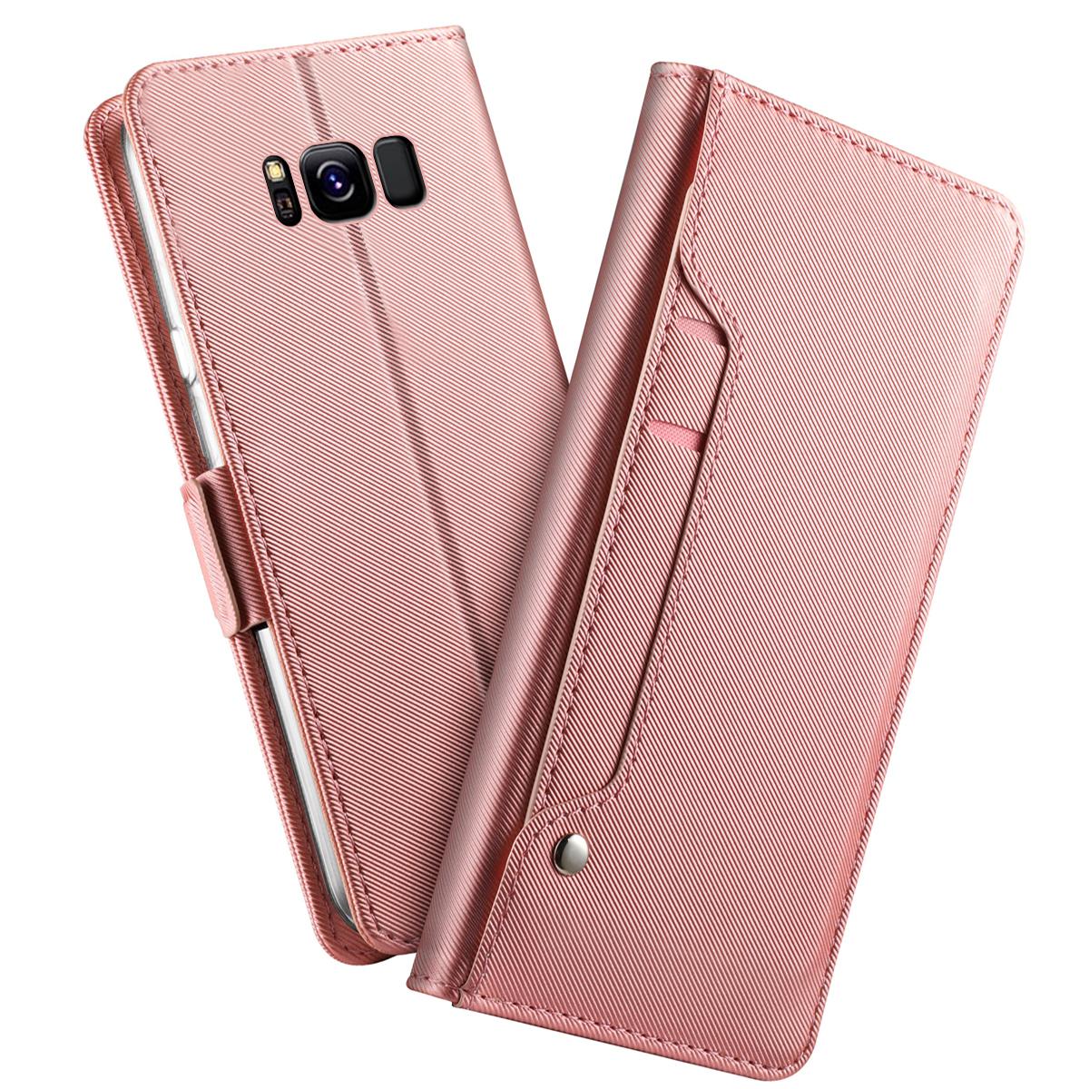 Étui portefeuille Miroir Samsung Galaxy S8 rose doré