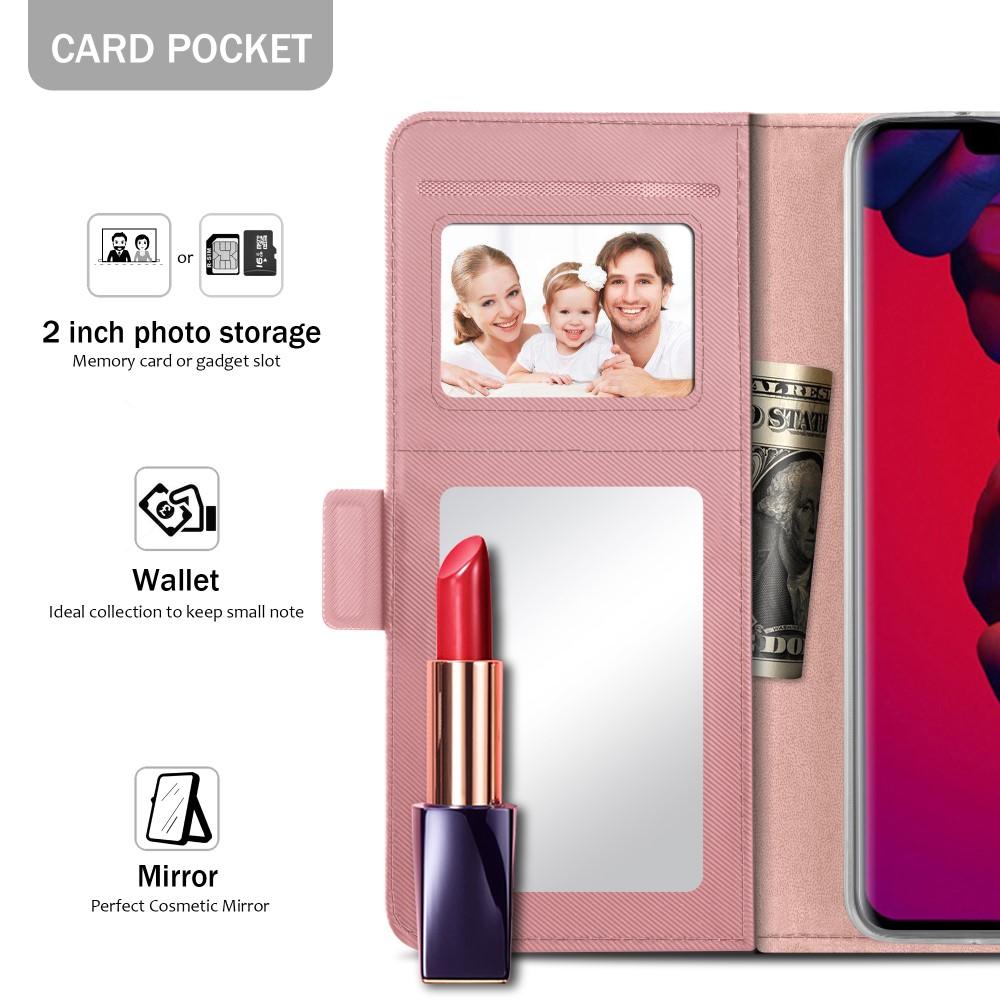 Étui portefeuille Miroir Huawei Mate 20 Pro Pink Gold
