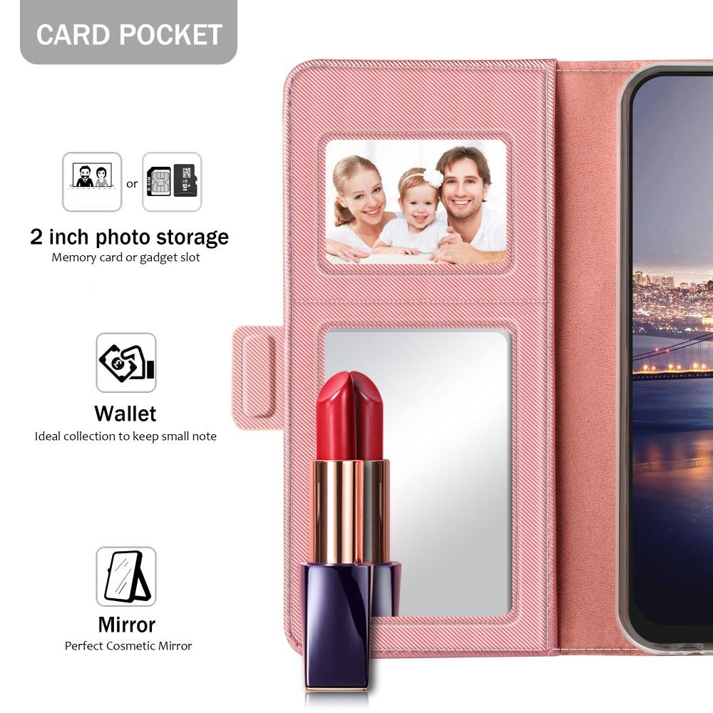 Étui portefeuille Miroir Huawei P20 Lite Pink Gold