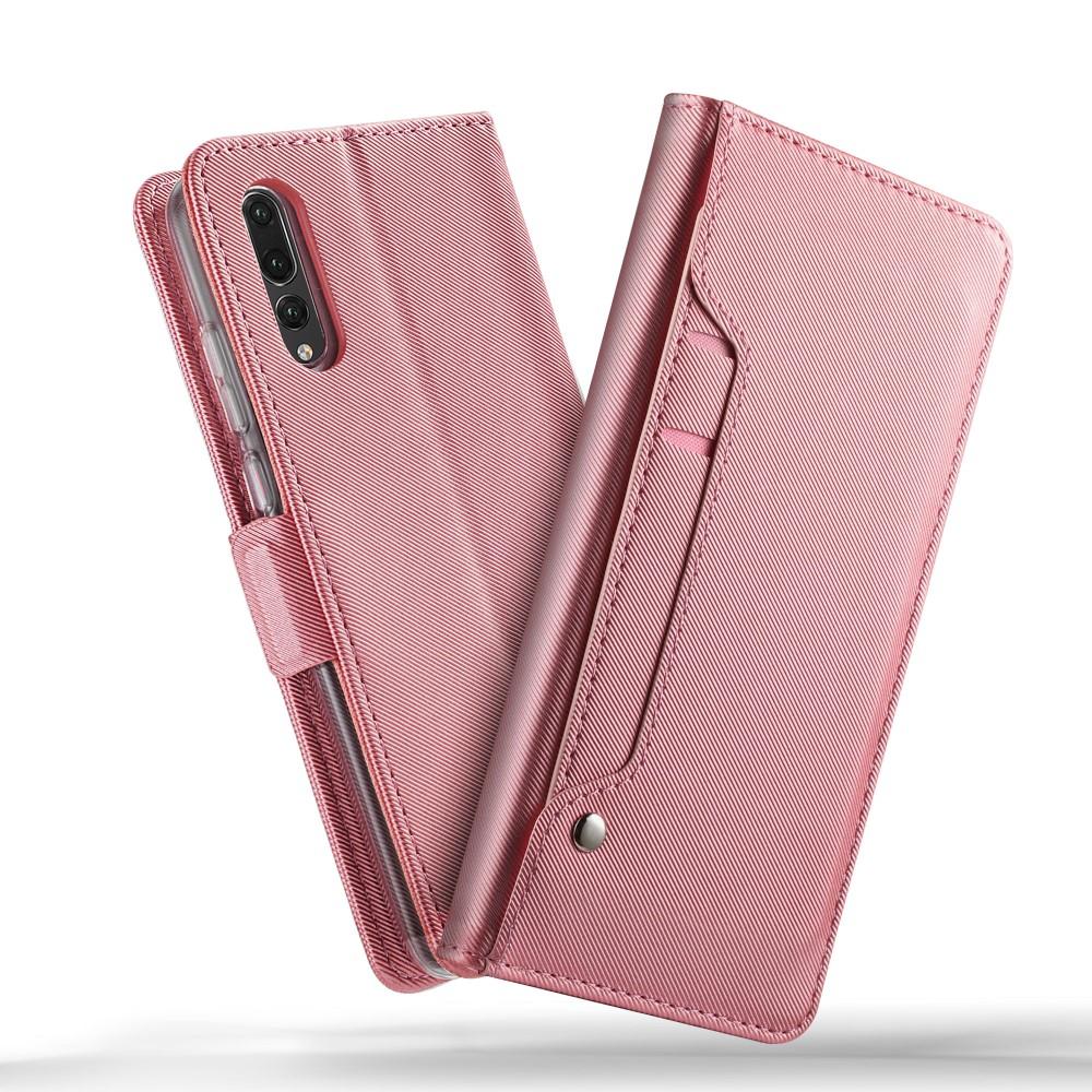 Étui portefeuille Miroir Huawei P20 Pro rose doré