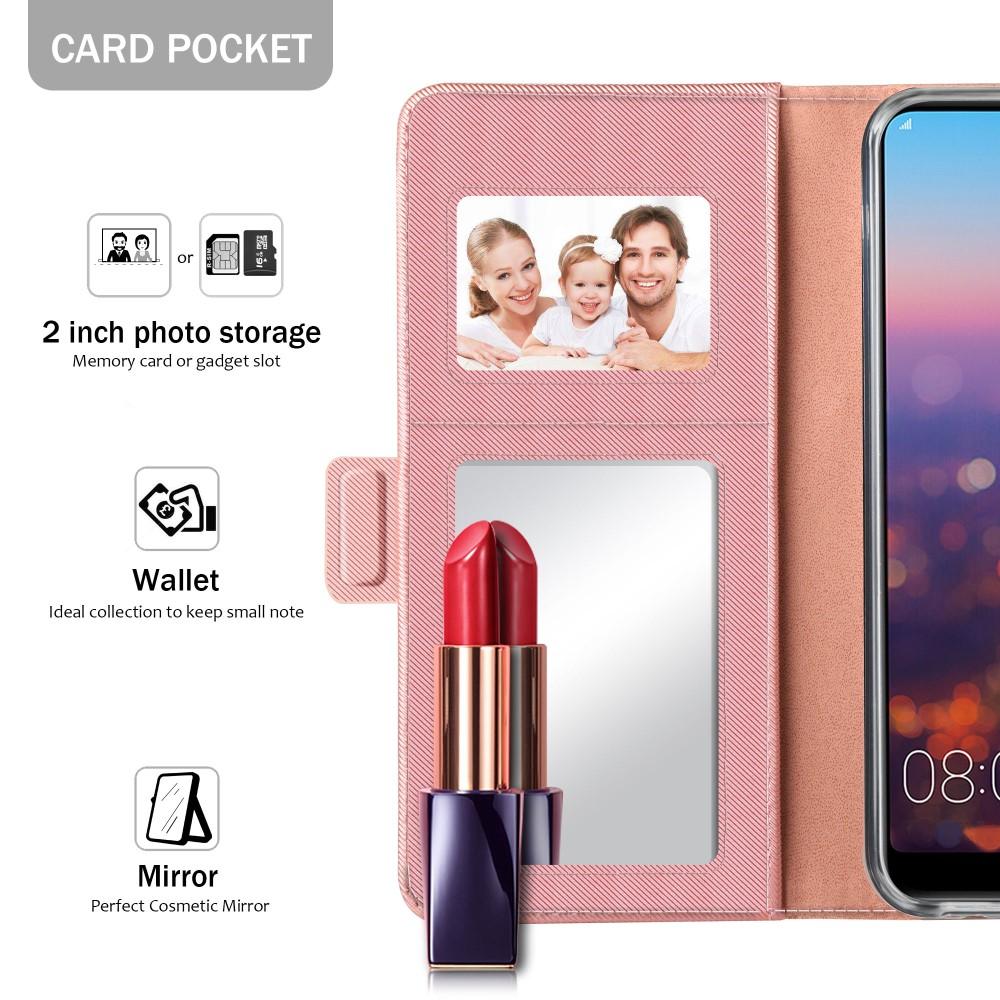 Étui portefeuille Miroir Huawei P20 Pro rose doré