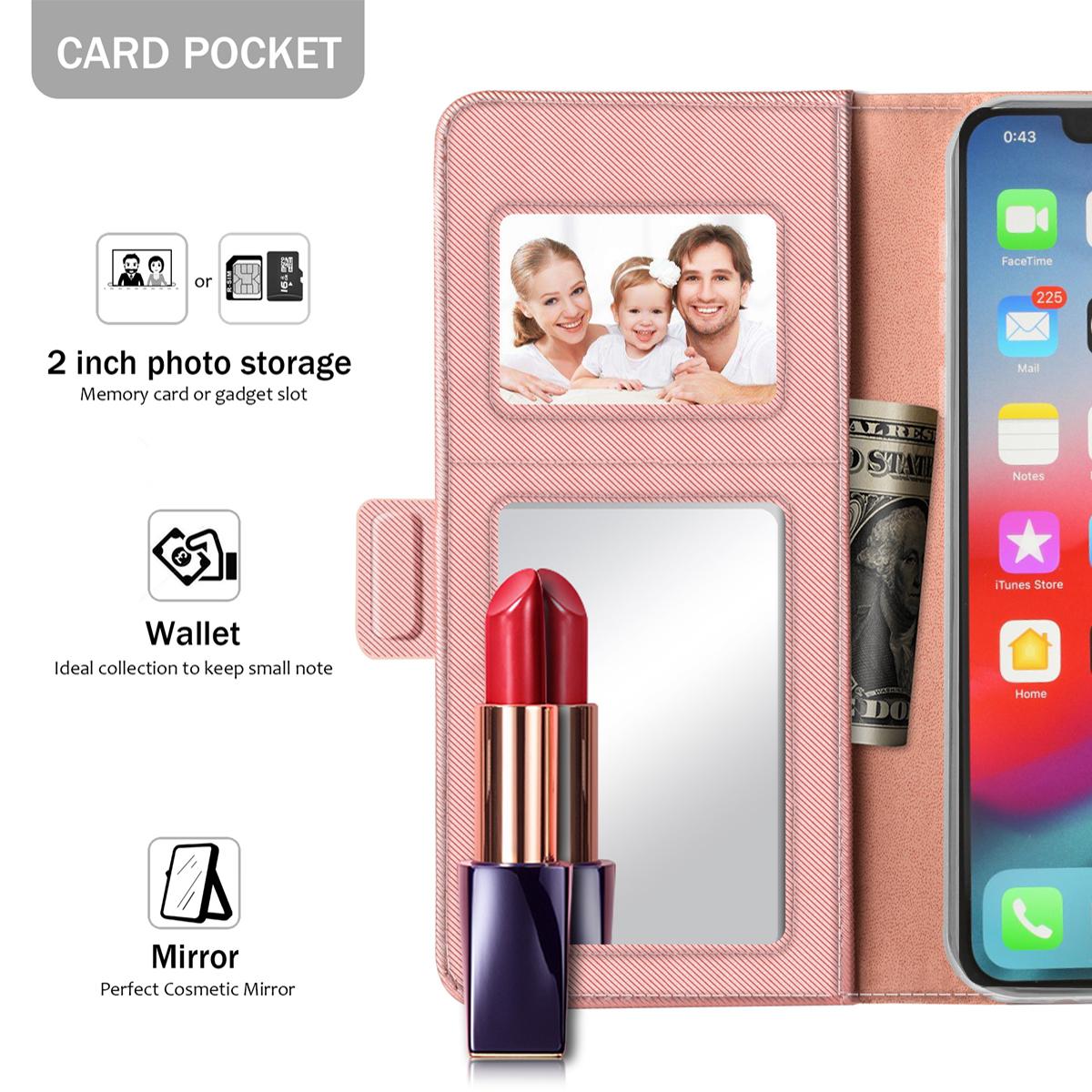Étui portefeuille Miroir iPhone 11 rose doré