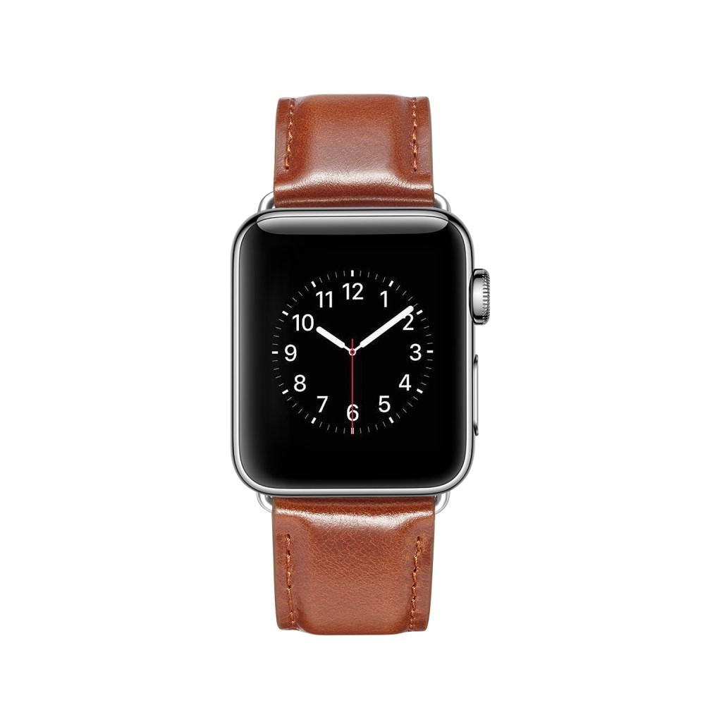 Bracelet en cuir Premium Apple Watch 45mm Series 7, Cognac