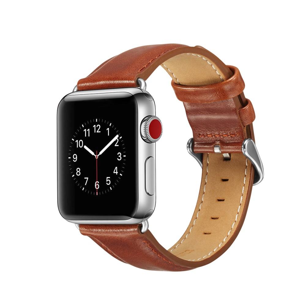 Bracelet en cuir Premium Apple Watch 42mm, Cognac