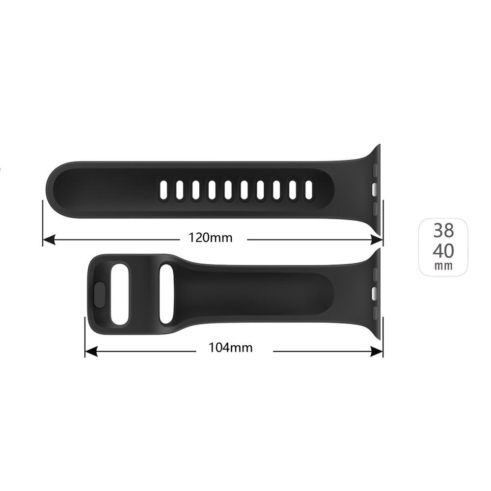 Bracelet en silicone pour Apple Watch Series 8 41mm, Noir