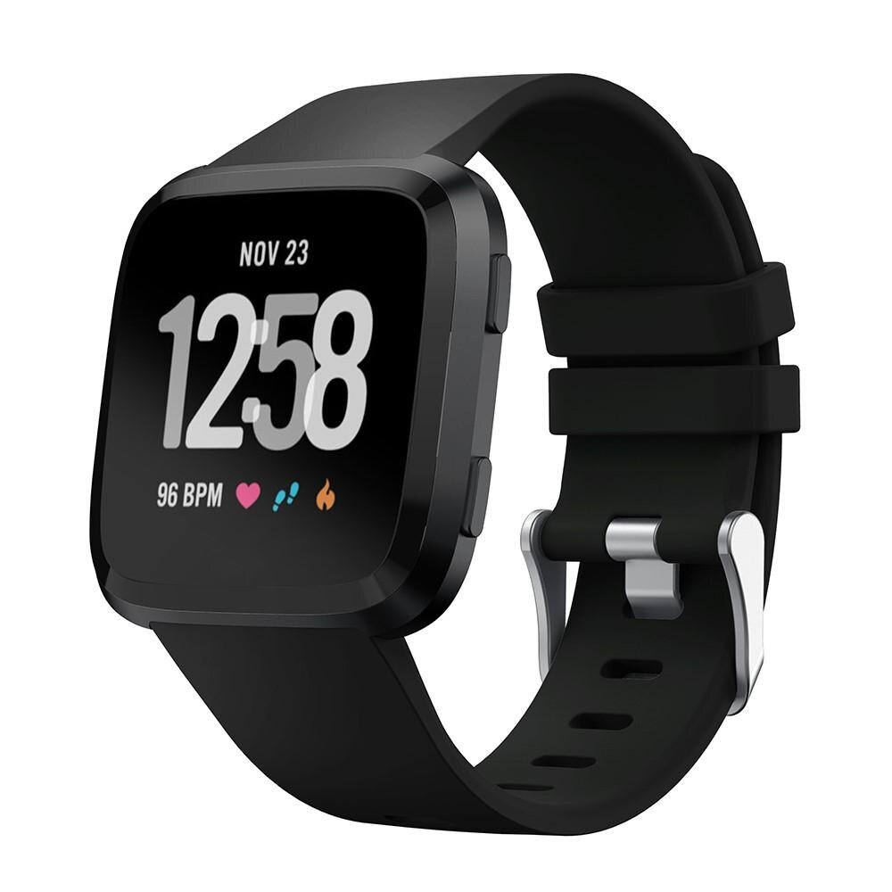 Bracelet en silicone pour Fitbit Versa/Versa 2, Noir