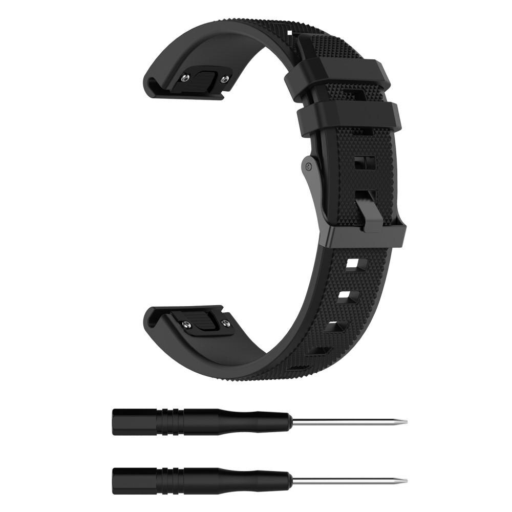 Bracelet en Siliconen (noir), adapté pour Garmin Fenix 5, Fenix 5 Plus,  Fenix 6, Fenix