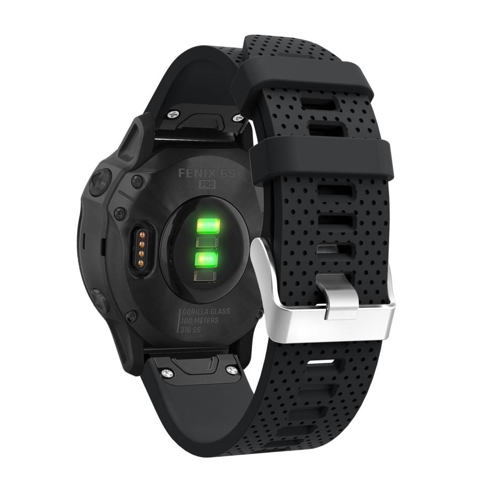 Bracelet en silicone pour Garmin Fenix 6S Pro, Noir